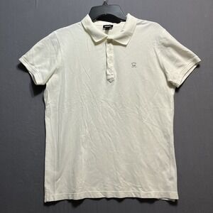 Diesel Polo Shirt Mens medium White Logo Emblem Short Sleeve Lightweight